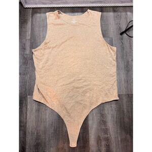 Nuuds Womens Sleeveless Crew Neck Bodysuit Tan Heathered XXXL XXX-Large RN166875